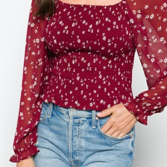 Lush Reyna Smocked Blouse Light Pink L Stitch Fix Nwt - Picture 2 of 6